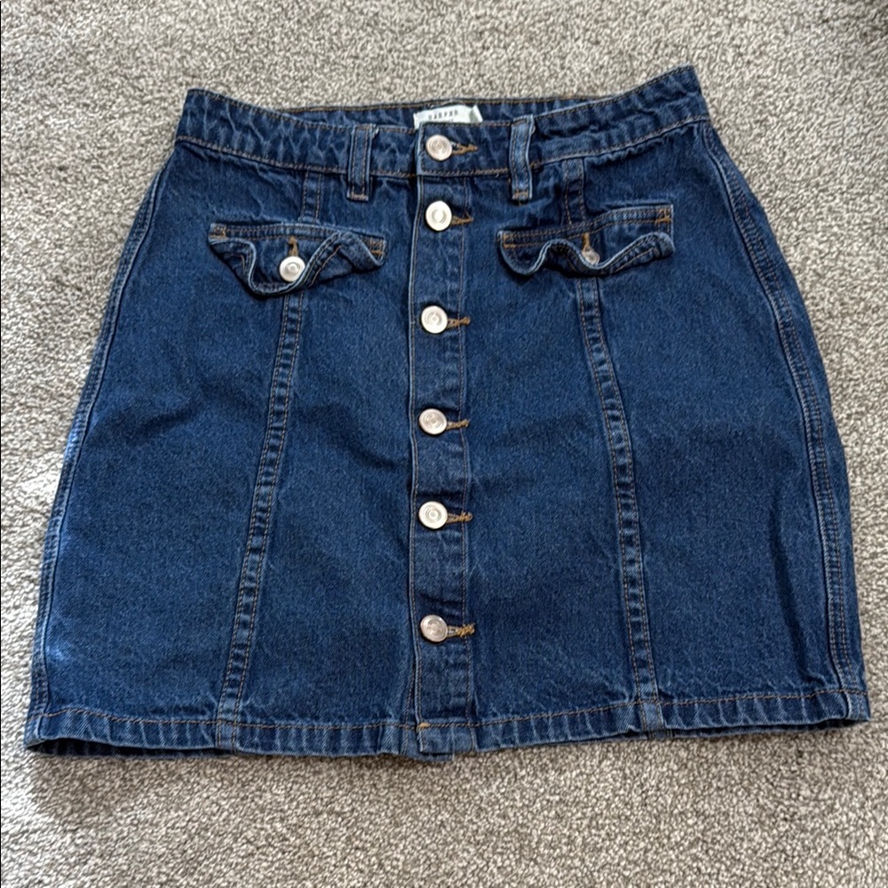 Denim Button-Front Skirt